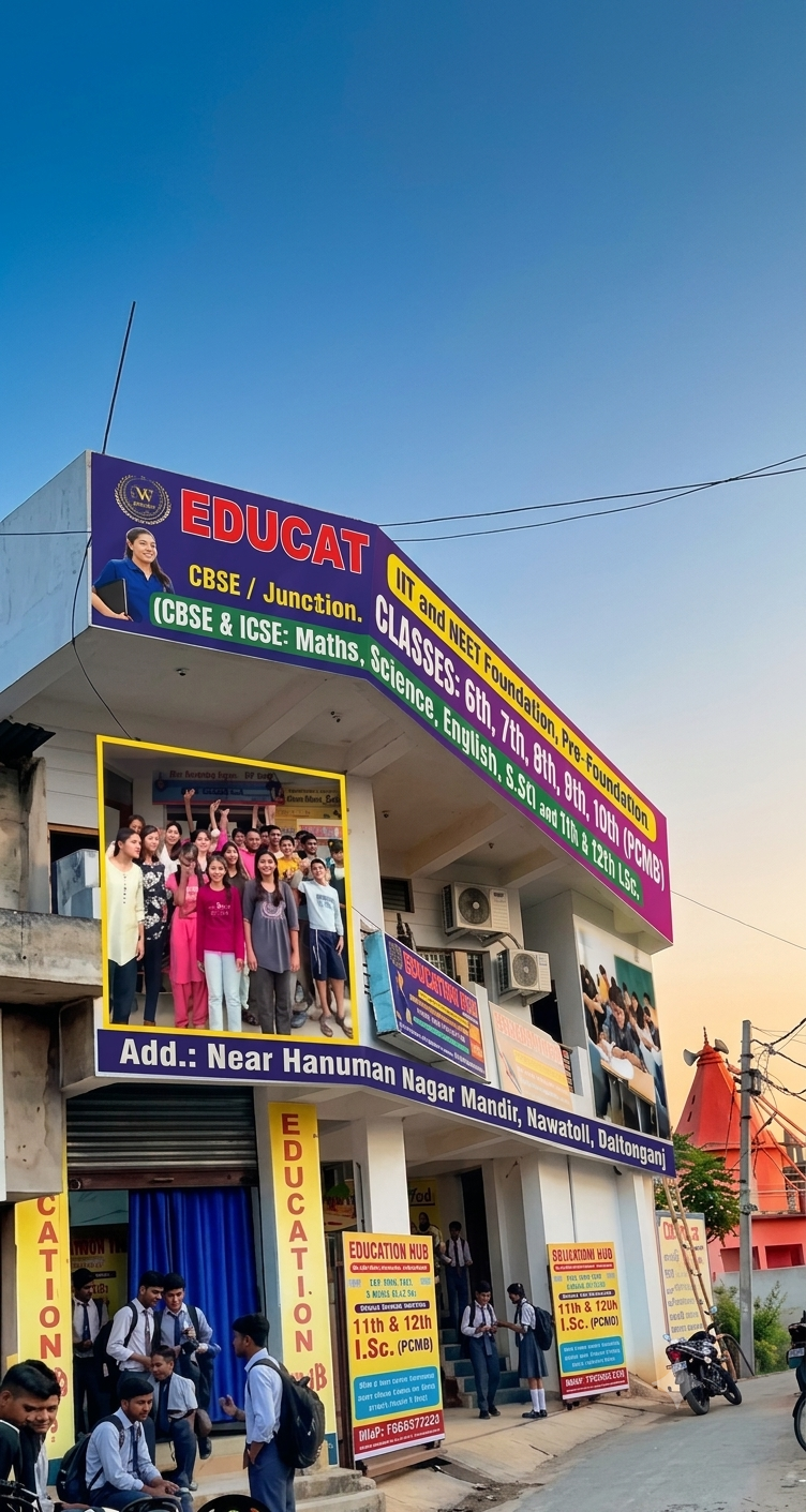 Front view of the Education Hub coaching centre near Hanuman Nagar Mandir