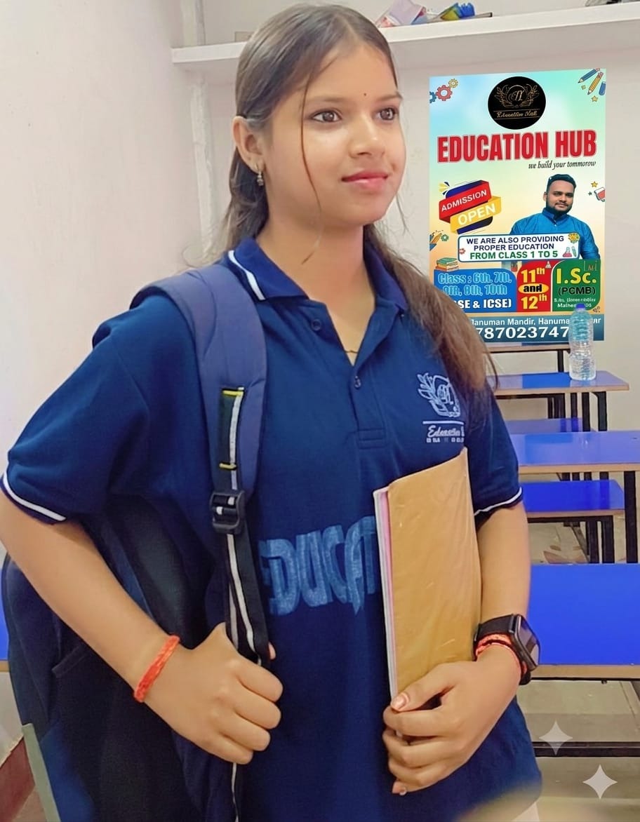 Education Hub student in institute uniform inside a classroom