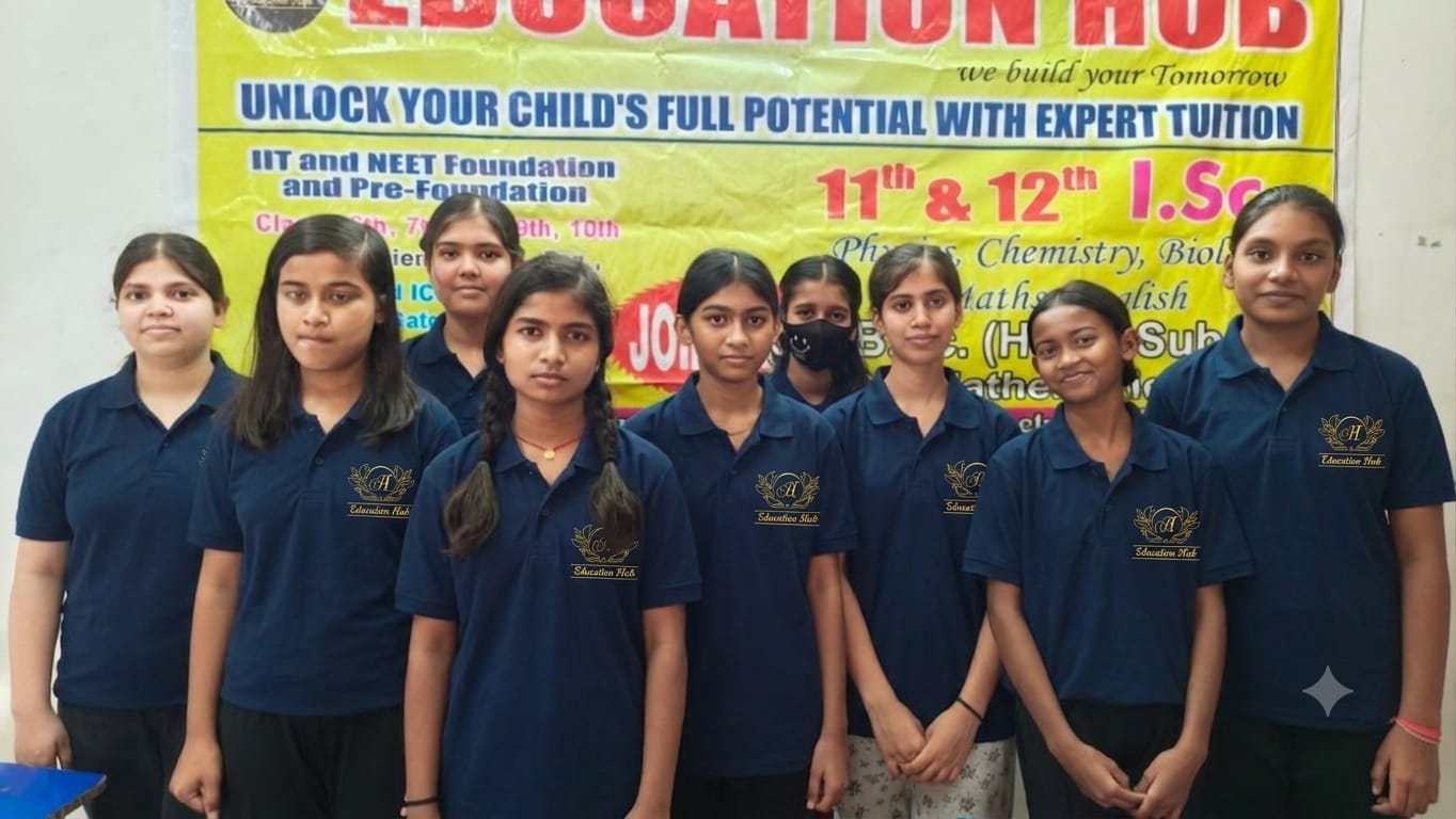 Education Hub girl students together in institute uniform